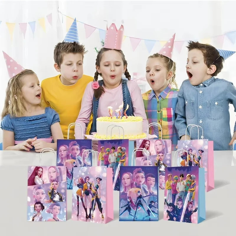 

Kpop Demon Hunters Cartoon Gift Bag Candy Handheld Paper Bag Decoration Supplies Birthday Party Goods Gifts