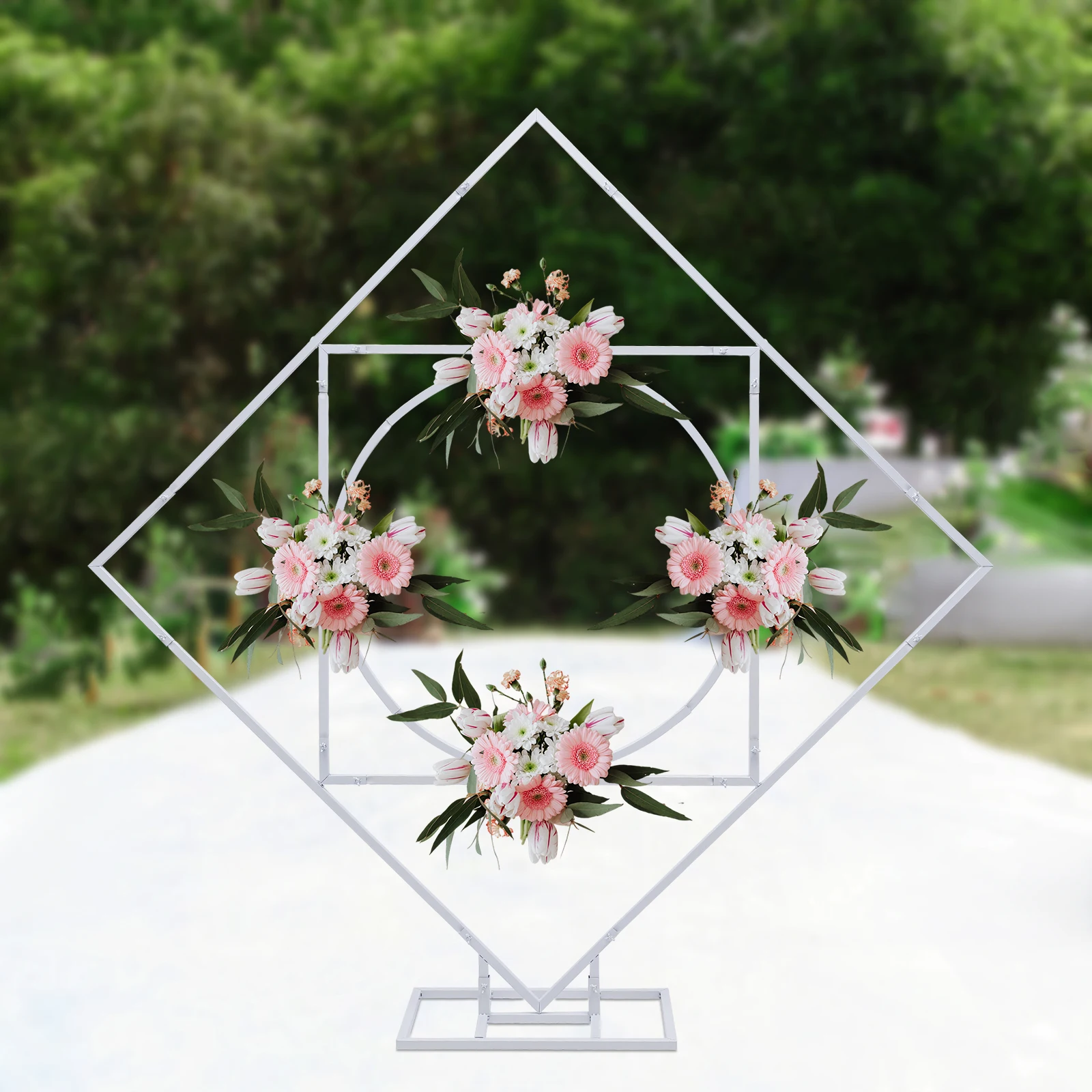 Square Wedding Bracket 200 * 40 * 200cm 20 Square Tube (Square+square+round) - White