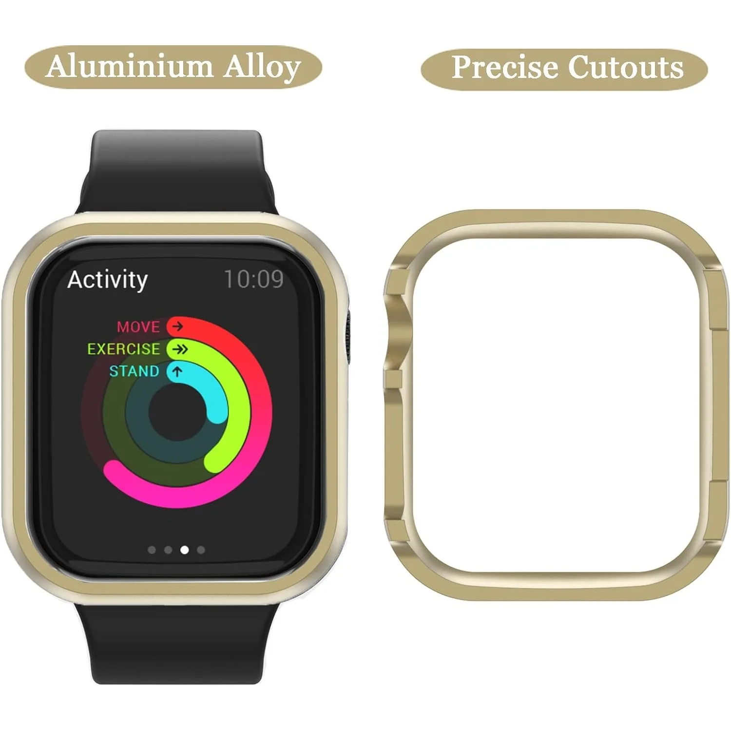 Gehäuse aus Aluminiumlegierung für Apple Watch Serie 9 8 7 6 5 4 SE, Metallstoßstangenrahmen für iWatch 45 mm, 44 mm, 41 mm, 40 mm, ausgehöhlter Schutz