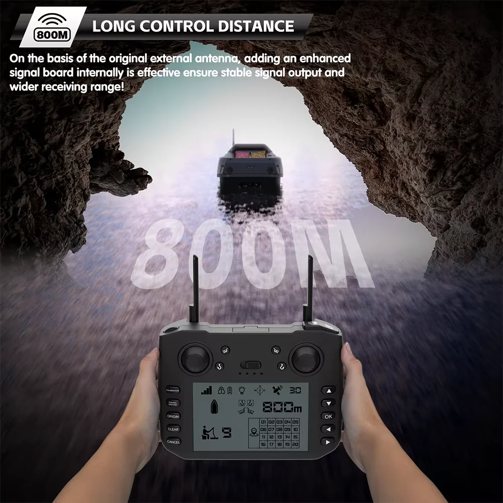 New V080 Decoy Boat with 180 Points Global Positioning System Decoy Boat 120ft Decoy Boat Sonar Double Brush Motor