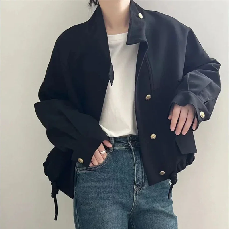 New in Spring Autumn Baseball Aviator Coat Woman Plain Products Vintage Korean Reviews Clothes Cheap Bomber Jacket for Women