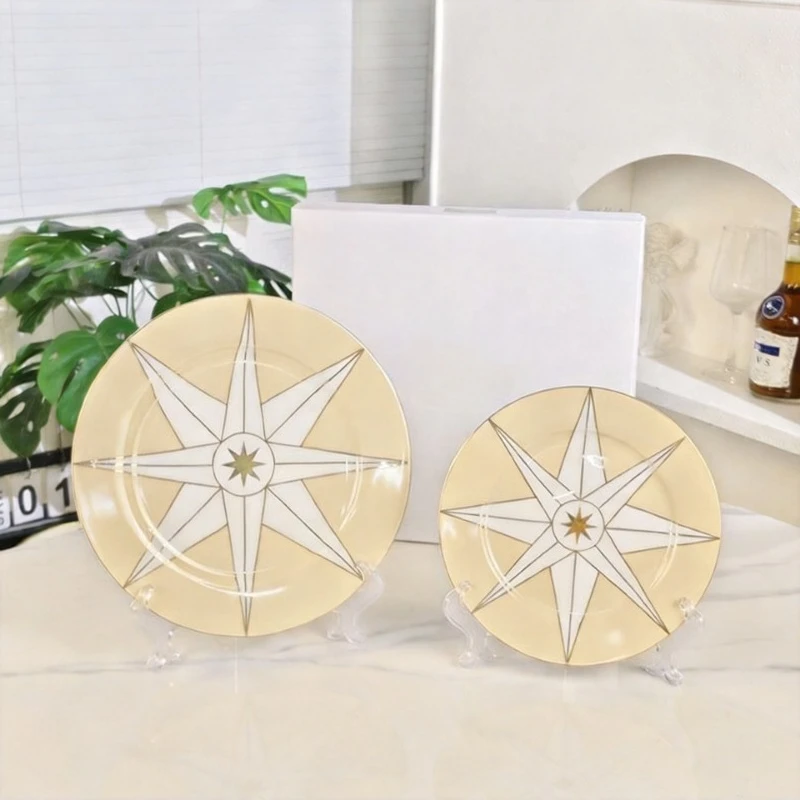 Lucky Star Compass Series Gold Plate High-End Light Luxury European Dinner Plate Western Dinner Plate