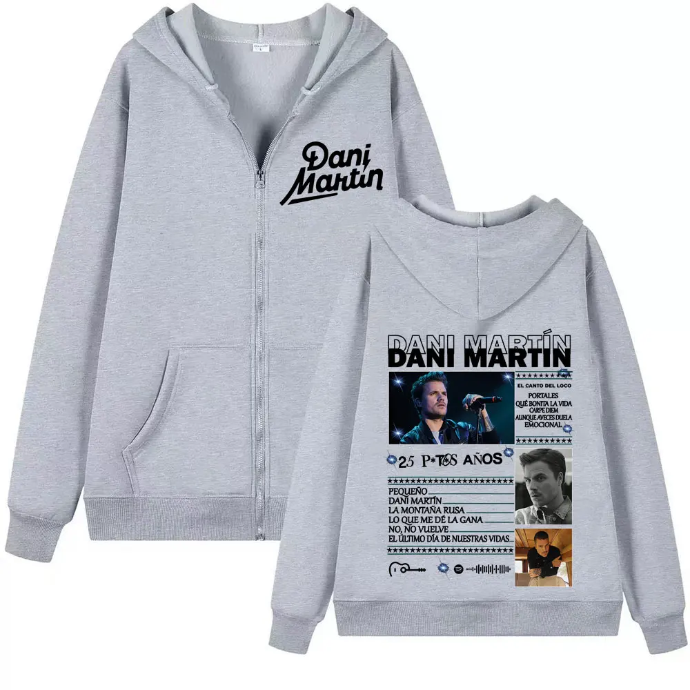 داني مارتن Ptos Anos جرافيك زمم هوديس الرجال النساء الموضة الكلاسيكية الاتجاه هوديي رجل المتضخم سحاب أكمام طويلة بلوزات