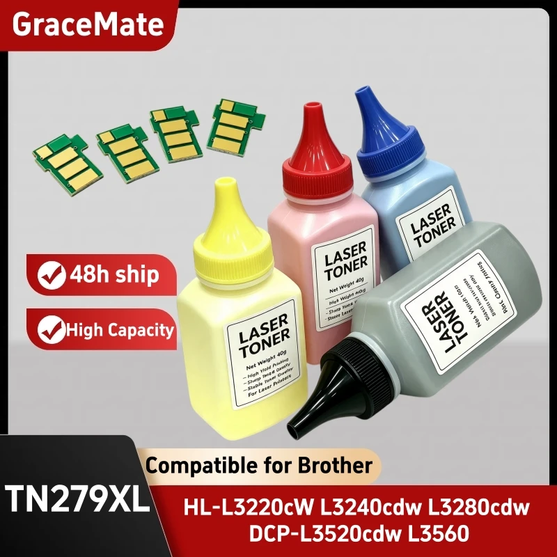 TN279 TN279XL Toner powder chip Compatible for Brother HL-L3220cW L3240cdw L3280cdw DCP-L3520cdw L3560 L3760 Middle East Africa