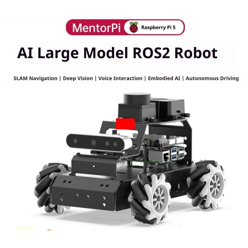 

Робот-автомобиль MentorPi Raspberry Pi 5 ROS2 с колесами Mecanum, системой глубинного видения, автопилотом и навигацией для разработчиков ИИ-робототехники