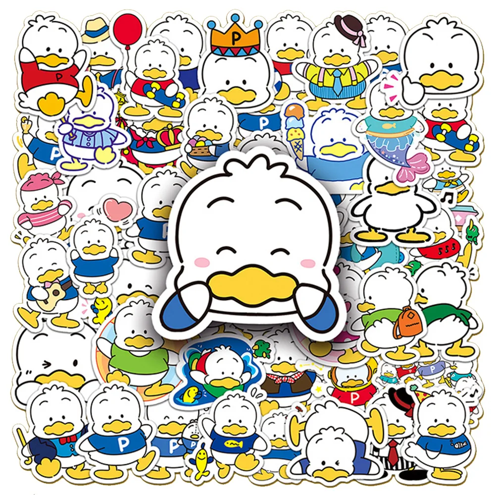 10/30/50 stücke Sanrio Pekkle Cartoon Aufkleber niedlichen Ente Anime Aufkleber Laptop Skateboard Gepäck Telefon Graffiti Aufkleber für Kinder Spielzeug