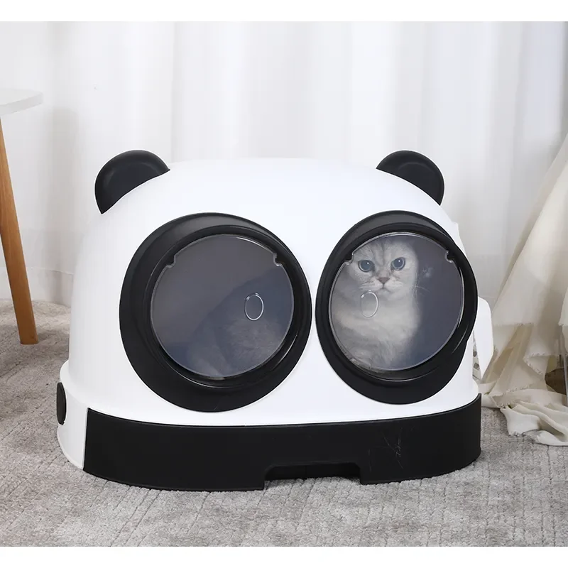 Fully Enclosed Cat Litter Box, Cute Panda Type Litter Box, Cat Toilet Drawer Litter Box, Large Capacity