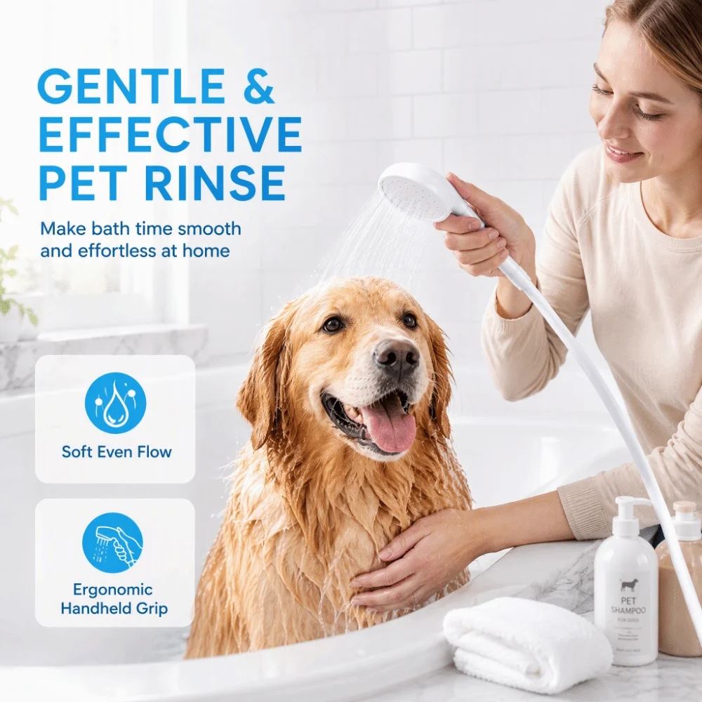 Versatile Push-On Design Pet Shower Spray PVC Hose Handheld Sprayer Spray Head Hose Portable Faucet Attachment Bath Tub Use