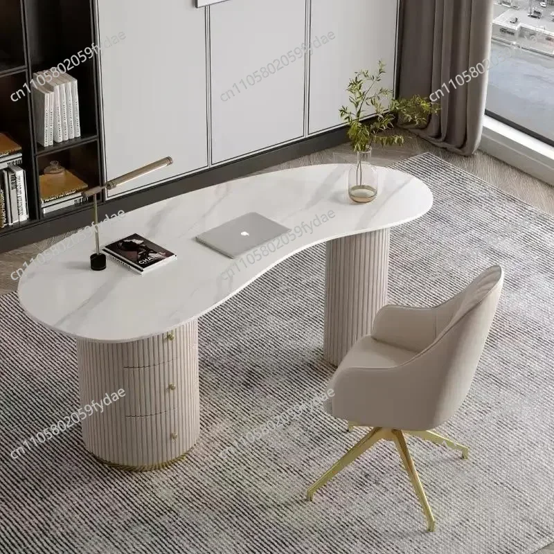 A Light luxury rock slab irregular office computer desk designer desk, beauty salon, medical consultation reception