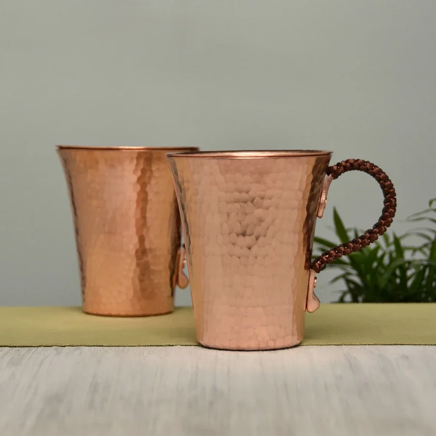 350ML Handmade Pure Copper Beer Coffee Mugs Hammered Moscow Mule Cup Drinkware