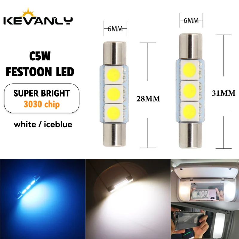 

10 шт., безошибочная светодиодная лампа C5W C10W, 28 мм, 31 мм, салон автомобиля, лампа для чтения, гирлянда, автокупол, номерной знак, багажник, лампа