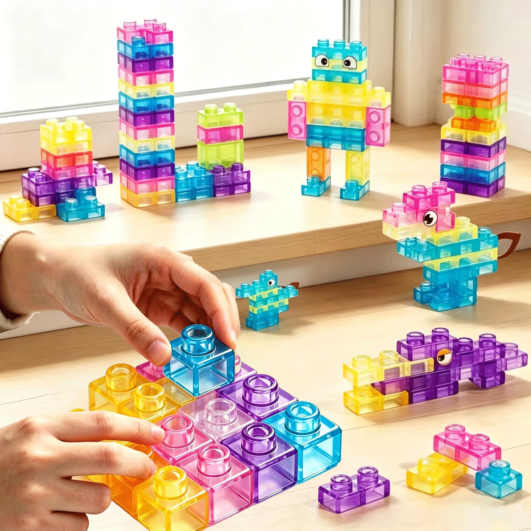 Squishy Jelly Transparent Jelly Soft Building Blocks Set Sensory Toy For Kids Perfect For Party Playroom Decor Birthday Gifts