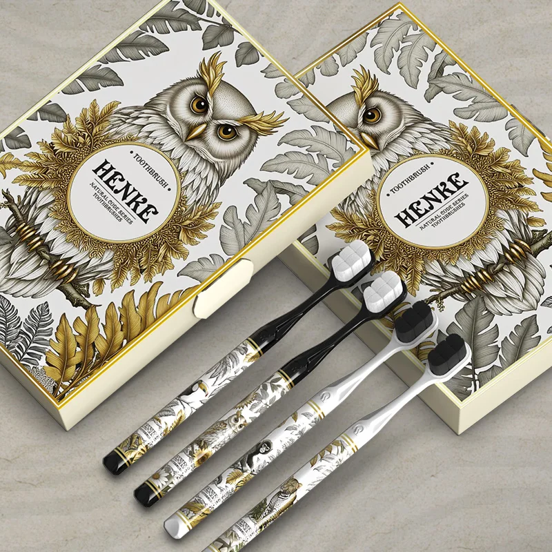 A box of 4, fashionable home use, high-grade toothbrush set for men and women, suitable for cleaning teeth and oral care at home