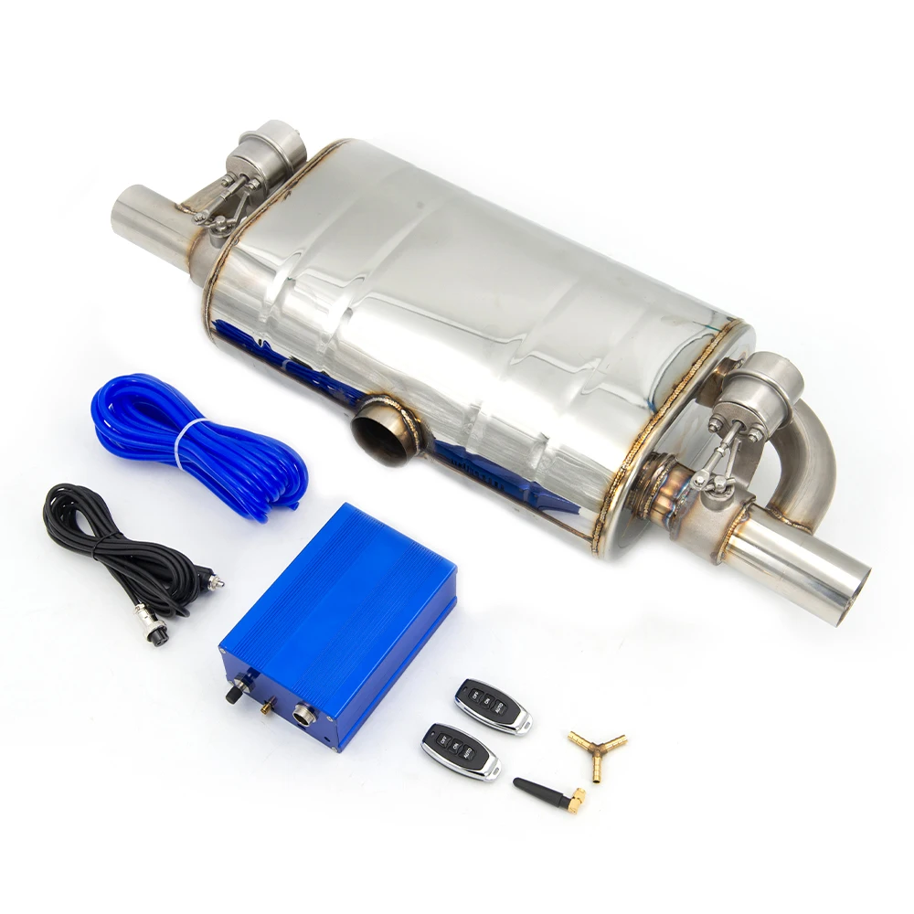 Universele T-vorm Uitlaatdemper Dubbele Uitlaat Eén Inlaat Dump Valve Uitlaat Uitsparing Met Afstandsbediening Set 51MM 63MM 76MM
