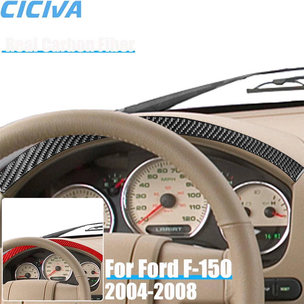 Real Carbon Fiber Car Accessories Speedometer Strip Trim Cover Soft Sticker For Ford F150 FX4 2004 2005 2006 2007 2008