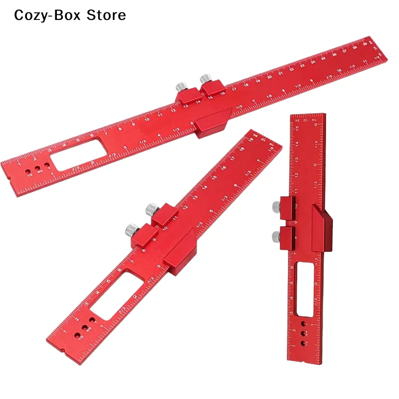 [ZY]Precision T Type Pocket Ruler Inch Metric Measuring Tool With Slide Stop Carpentry Marking Multi-function Measuring Aid Tool