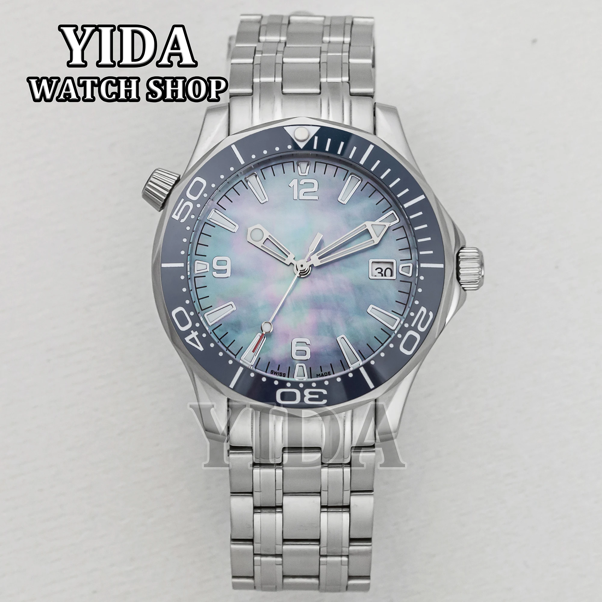 

NH35 Watch Set Stainless Steel 41mm Case Band Green Luminous Dial Pointers NH35/NH36 Movement For Seamaster 300 Mod Watch Parts