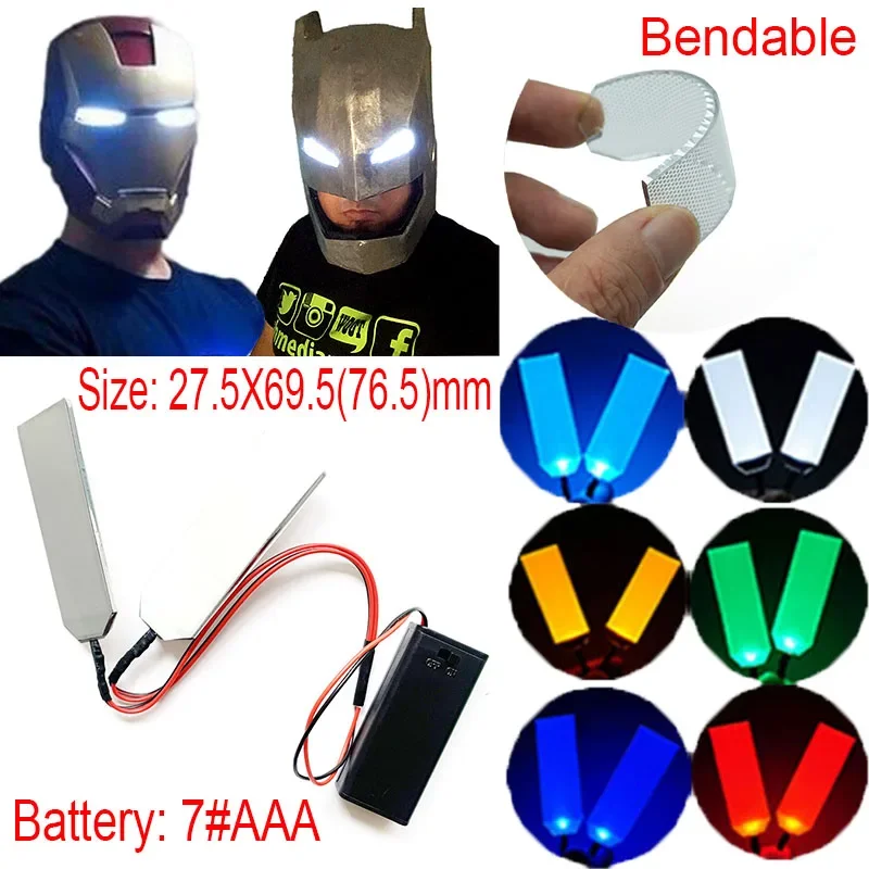 

7# AAA Battery 27.5X69.5(76.5)MM Halloween Helmet DIY Bendable LED Light Eyes Kits For Cosplay Mask Accessories Props