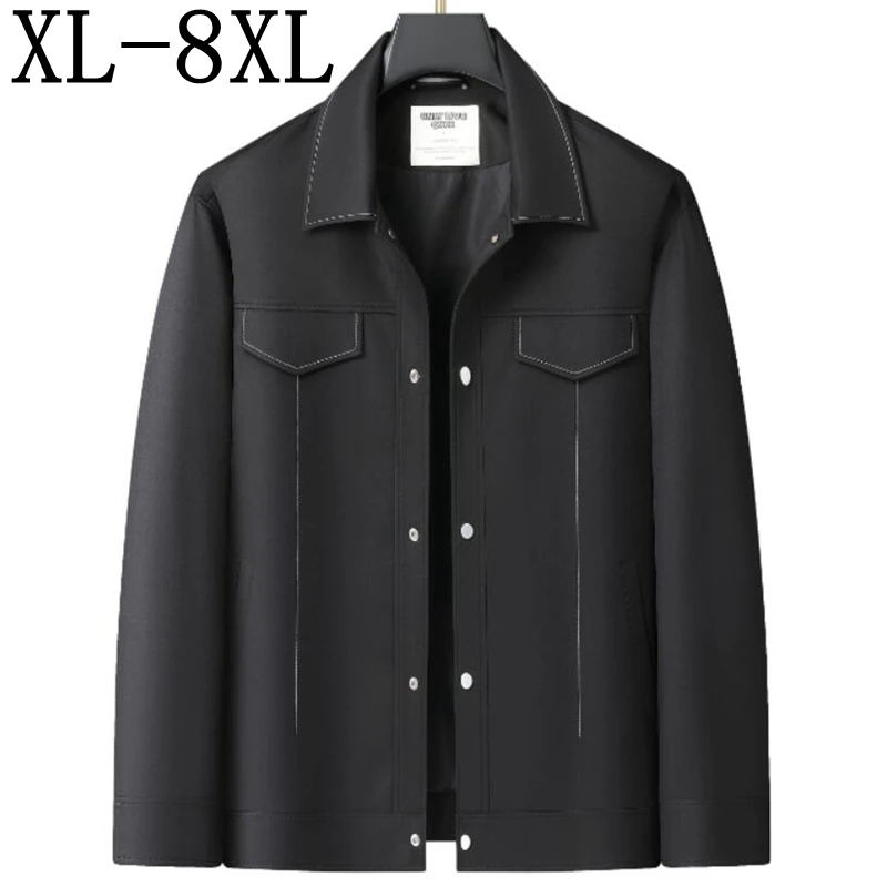 8XL 7XL 6XL 2024 New Spring Autumn High End Business Jacket Men Clothing Long Sleeve Lapel Mens Jackets Casual Loose Male Coats