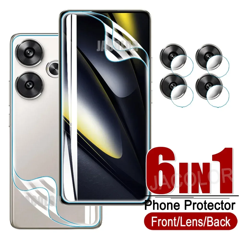 6in1 Safety Hydrogel Film For Xiaomi Poco F6 F5 Pro F4 GT 5G Camera Lens Gel Screen Protetor Poca F 6 6Pro 5 5Pro 4GT F6Pro 5 G