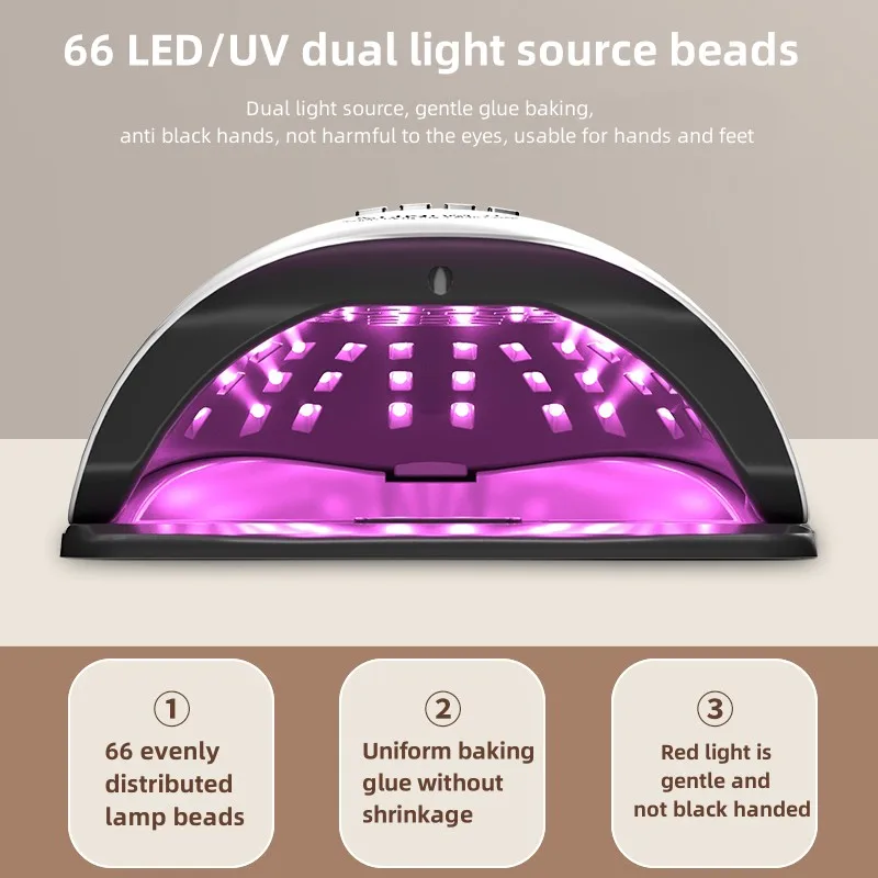 Secador de uñas potente, lámpara UV LED para curar esmalte de uñas de Gel con detección de movimiento, herramienta de salón de manicura y pedicura, 66LED