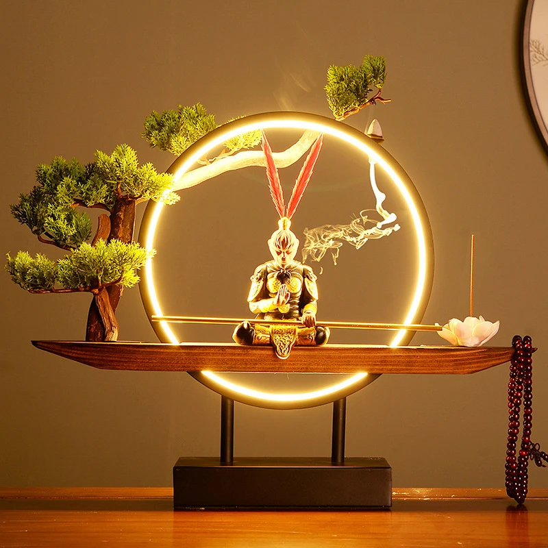 Monkey King Statue - Chinese Style Office, Clubhouse, Villa, Living Room, Entryway Zen Decoration - Sun Wukong Fighting to Defea