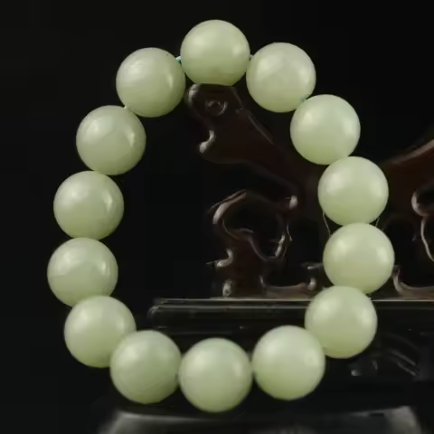 China natural hetian jade hand carved beads bracelet n d A11