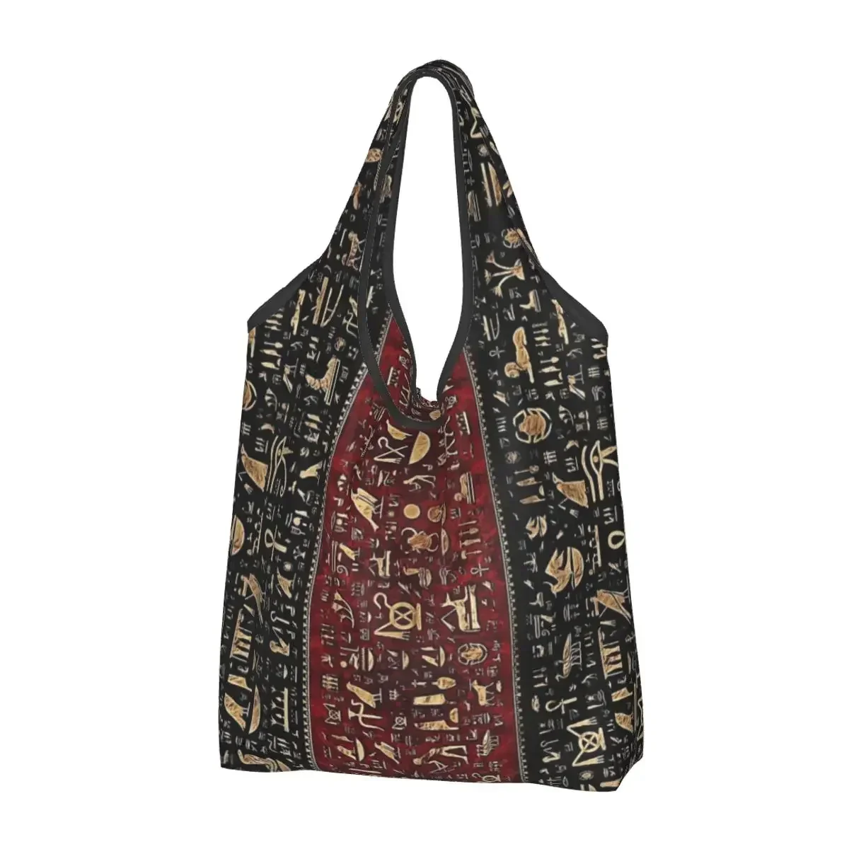 

Reusable Egyptian Hieroglyphs Shopping Bags for Groceries Foldable Ancient Egypt Grocery Bags Washable Large Tote Bags