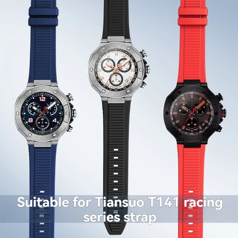 Para TISSOT 1853 T-Race Correa de reloj de goma de 24 mm compatible con la serie T141 (T141.417A/T141.427) – Correa de silicona Diseño cóncavo