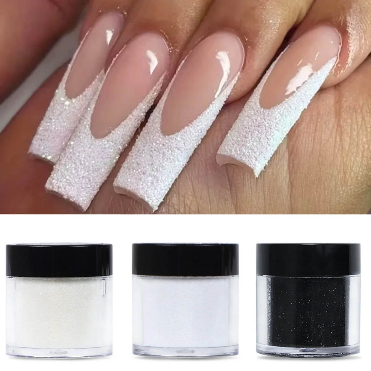 ผงกลิตเตอร์ละเอียดพิเศษ 1 กระปุก สีขาวดำ 1/128 0.2 มม. สำหรับงานเรซิ่น งานฝีมือ เครื่องประดับ ตกแต่งเล็บ งานเทศกาลฤดูหนาว แต่งหน้า ทำเล็บ
