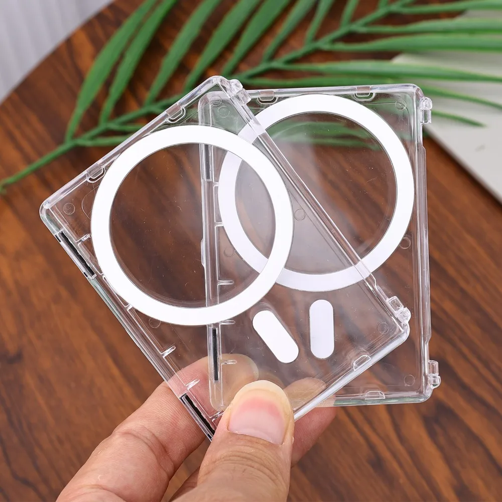 Transparent Magnetic Open Close Type Card Wallet Metal Stand Holder for Magsafe Clear Case for IPhone Card Phone Back Holder