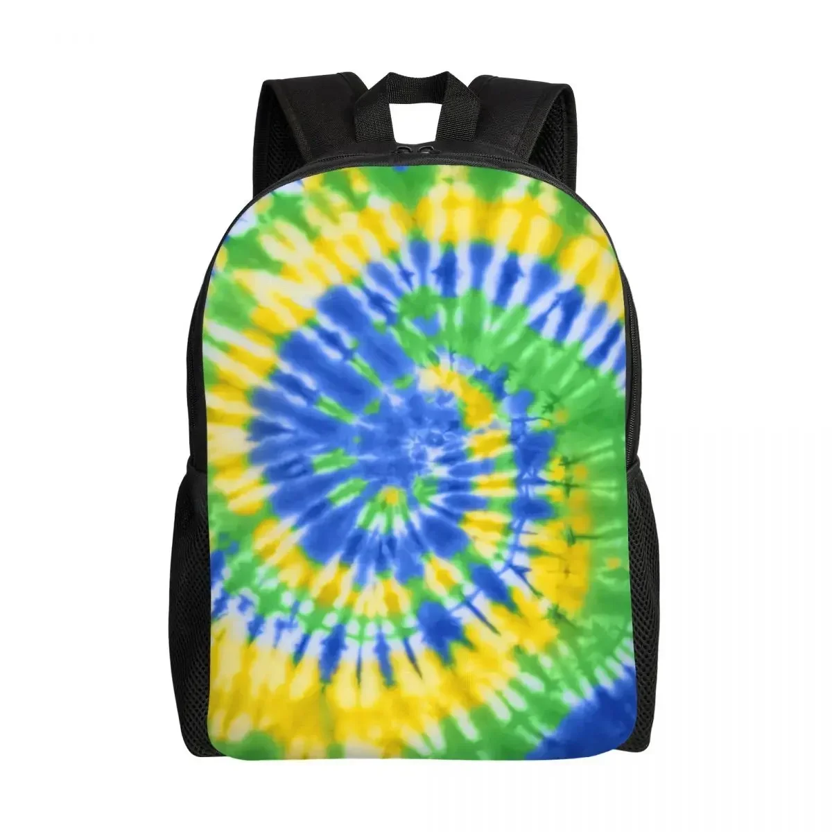Custom Tie Dye Blue Green And Yellow Travel Backpack Men Women School Computer Bookbag Dyeing Art College Student Daypack Bags
