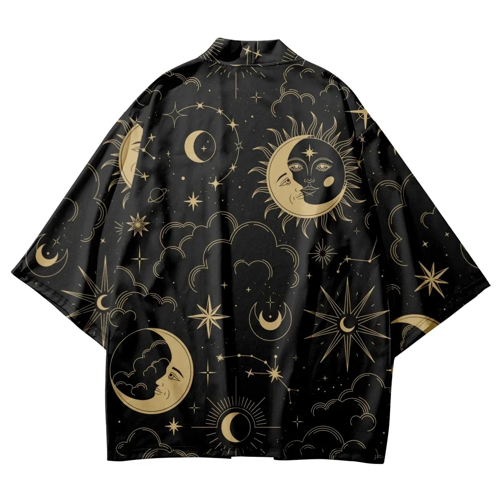 

Summer Samurai Kimono Men Cosplay Stylish Galaxy Print Haori Streetwear Kimono Japanese Fashion Yukata Cardigan Robe Hot Sale