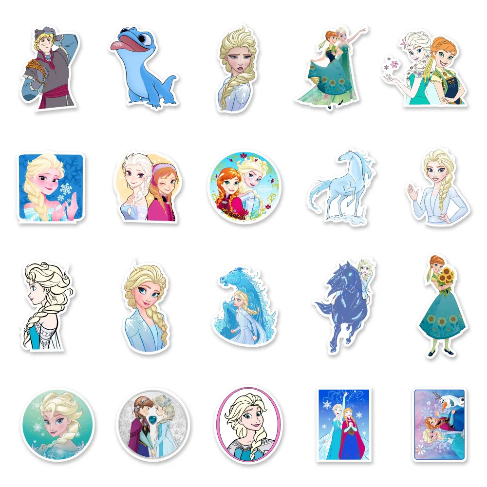 10/30/50pcs Disney Cartoon Movie Frozen Stickers Elsa Princess Decals Laptop Luggage Skateboard Phone Diary Guitar Bike Stickers