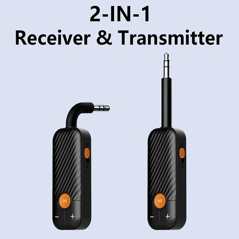 2 In 1 Portable Receiver Transmitter 5.2 Bluetooth 3.5mm AUX Stereo Wireless Audio Adapter With Mic For Headphone TV Car Audio