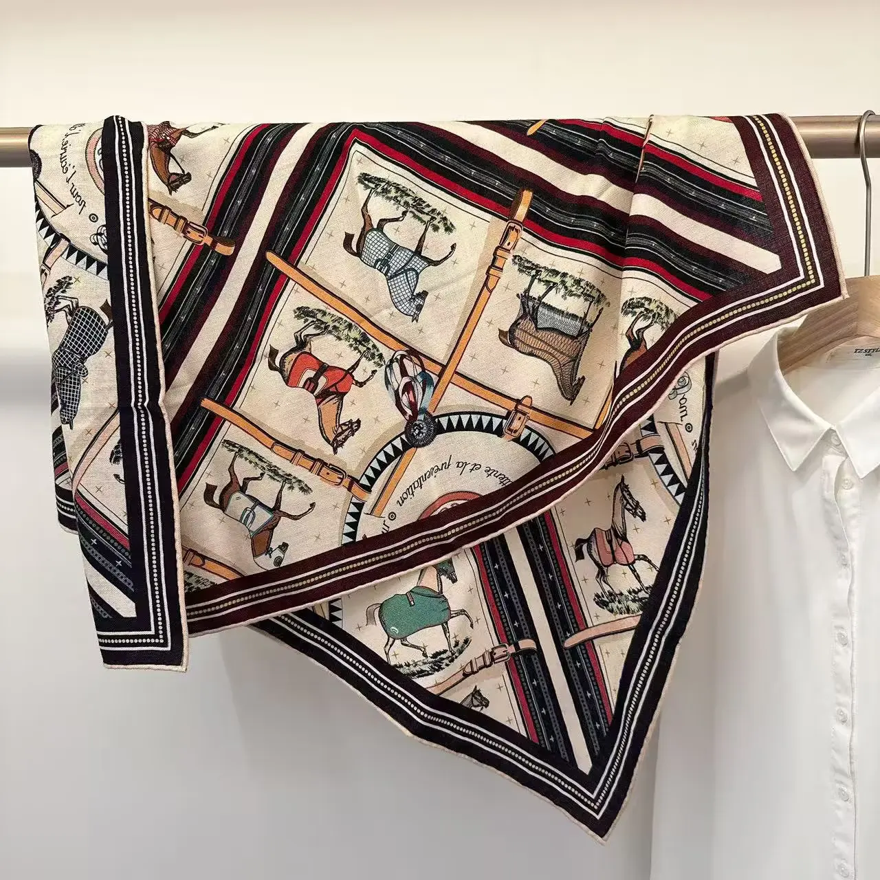 horse-print-90cm-silk-wool-scarf-women-head-neck-shawls-winter-brand-accessories-cashmere-scarves-luxury-hand-rolled-bandanas