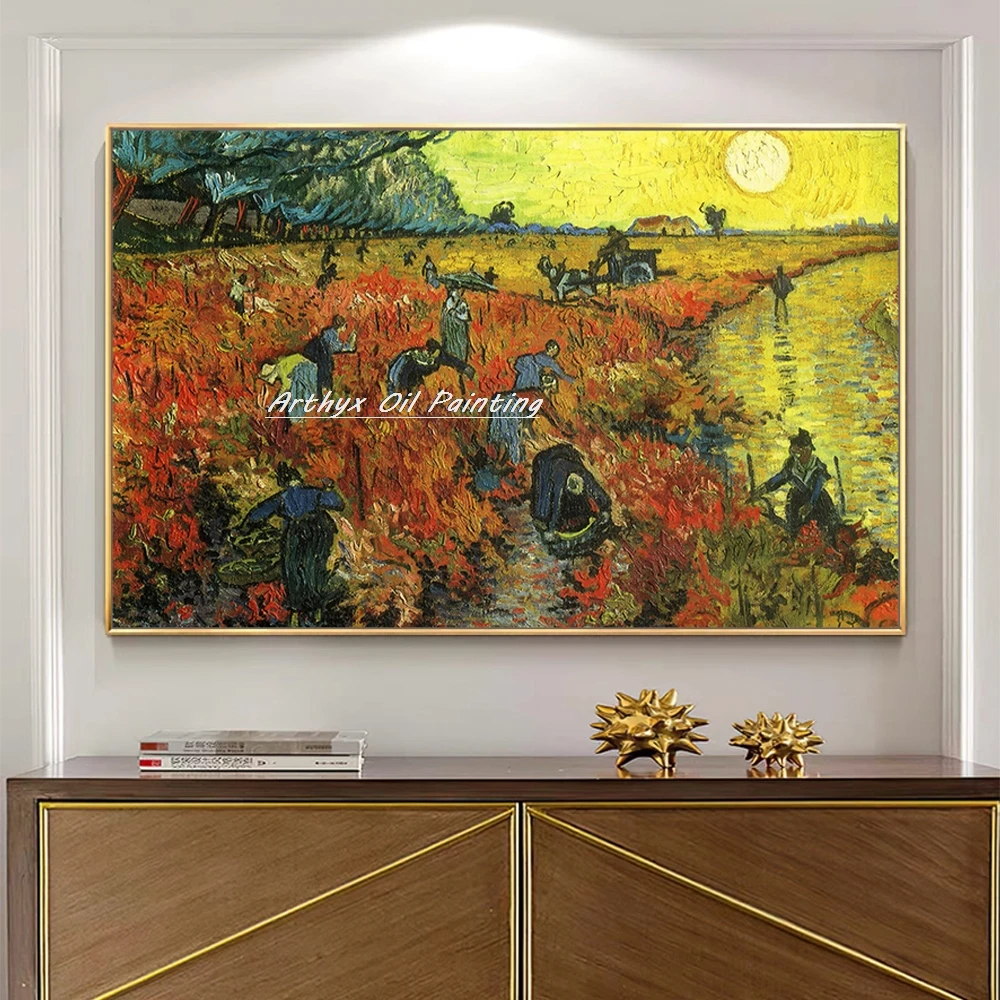 

Arthyx 100% Handpainted Red Vineyard At Arles Oil Painting On Canvas,Vincent Van Gogh Famous Posters,Wall Art Picture,Home Decor