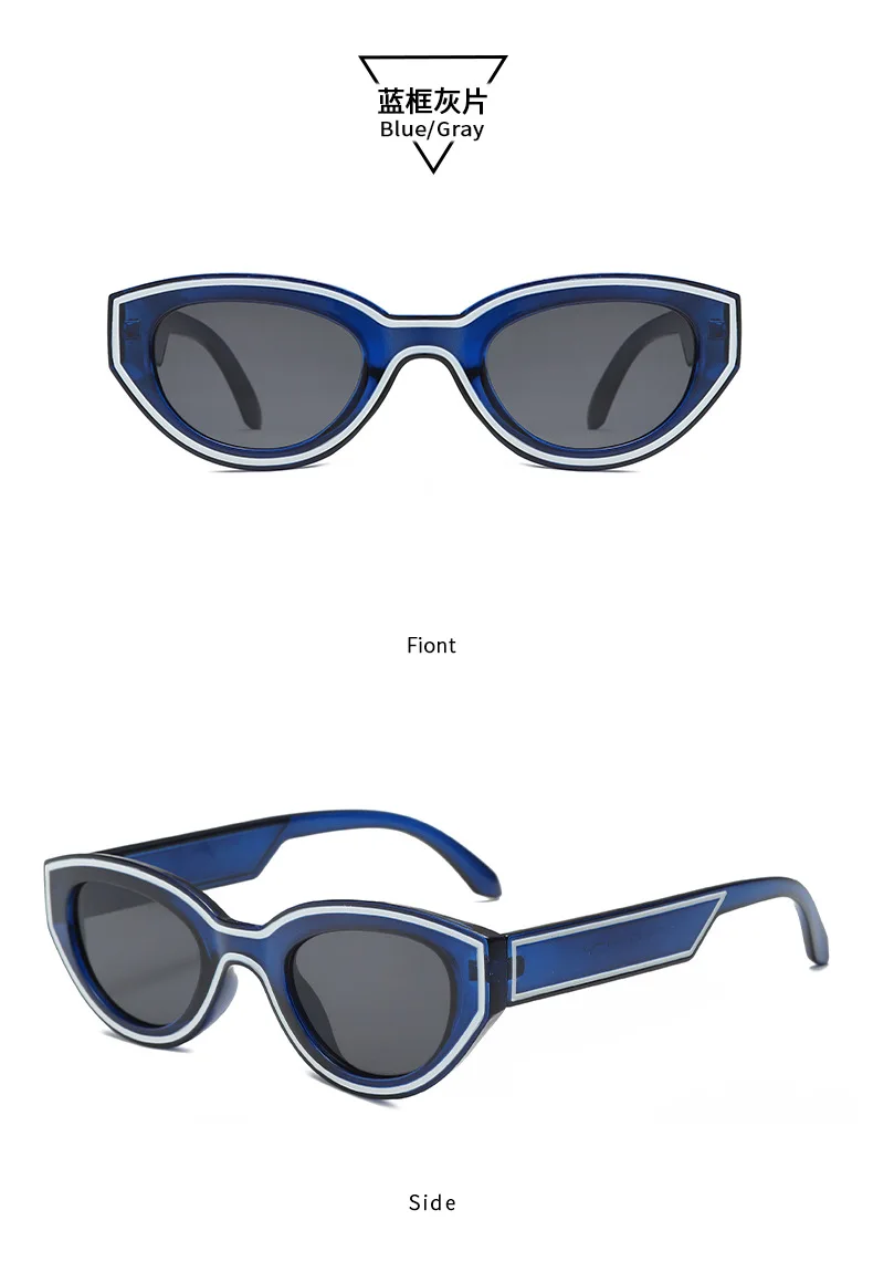 Neue Ankunft Platz Cat Eye Sonnenbrille Frauen Oval Vintage Marke Elliptische Sonnenbrille für Weibliche Shades Männliche Brillen Sonnenbrillen – Detail 13