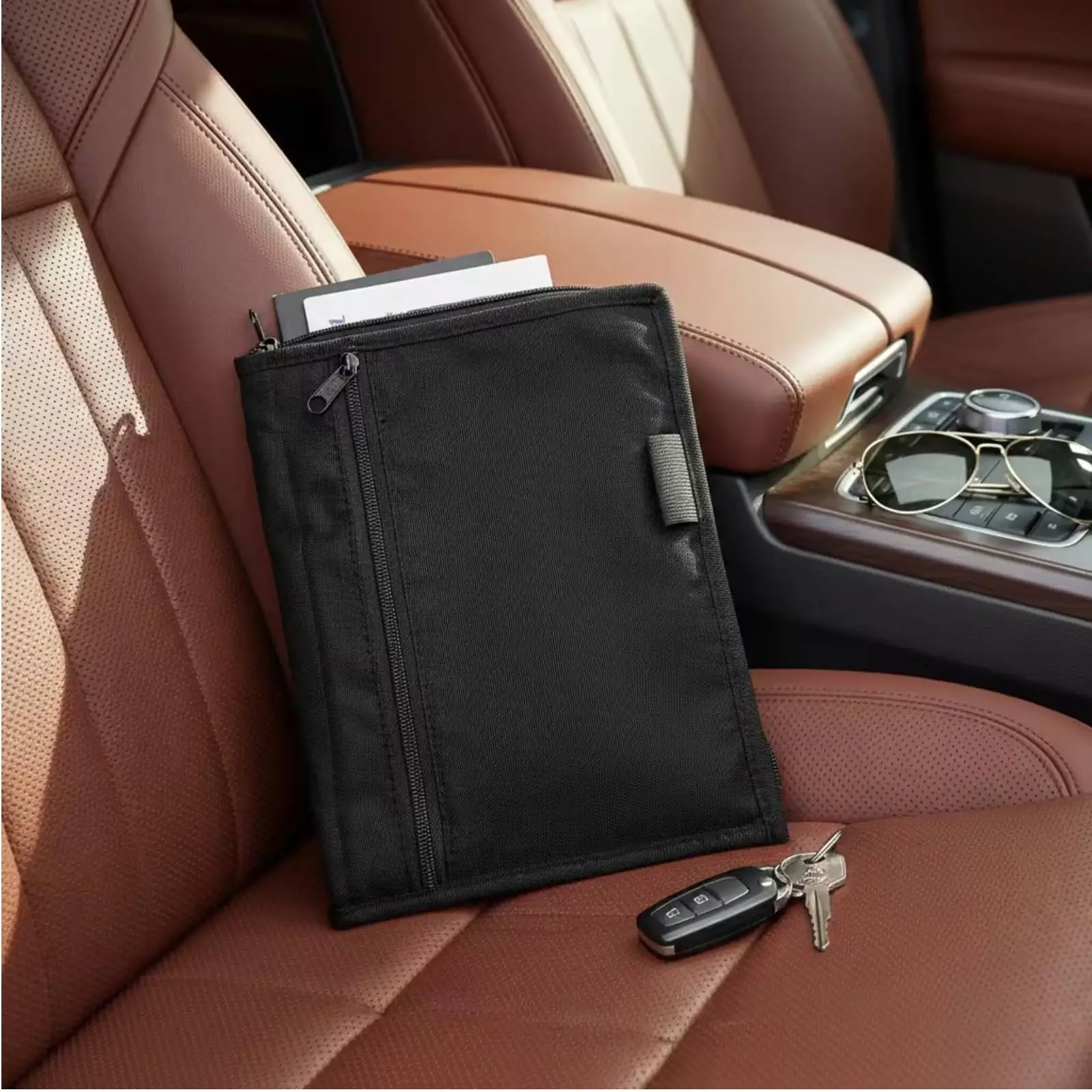 Vehicle Document Holder Car Organizer Oxford Storage Bag for Glovebox Manual and Registration Card Case
