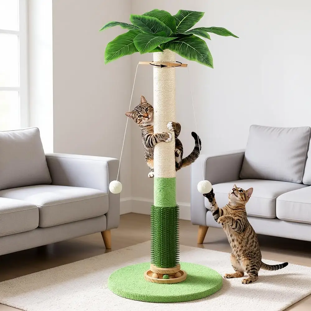 

Дерево-когтеточка для кошек из сизаля высотой 37,5 дюймов для домашних кошек, когтеточка с игрушкой в виде мыши, интерактивным шариком, вращающимся шариком и...