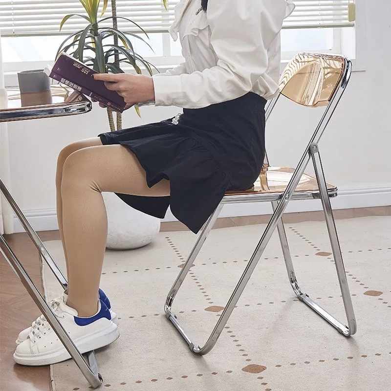 Modern Simple Acrylic Transparent Folding Chair Portable Dining Leisure Chair for Home Living Room Balcony
