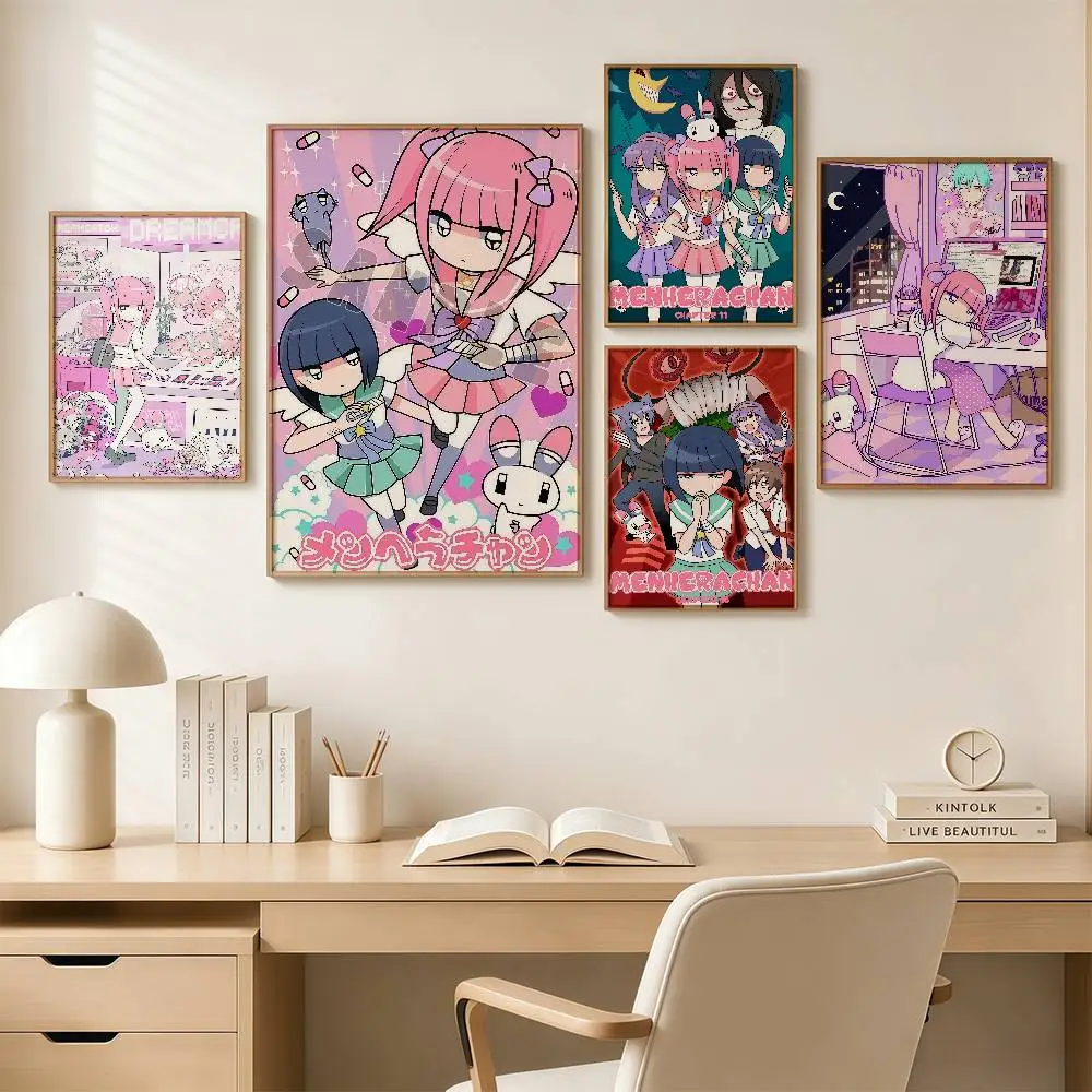 cartoon chutr M-Menhera-chan Posters Wall Art Retro Painting Home Room Cafe Club Dorm Wall Decor