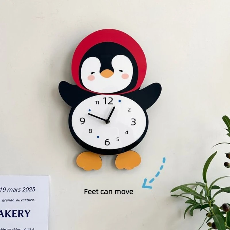 

Cute Cartoon Penguin Swaying Creative Decorative Clock for Bedroom Wall Hanging Silent Clock