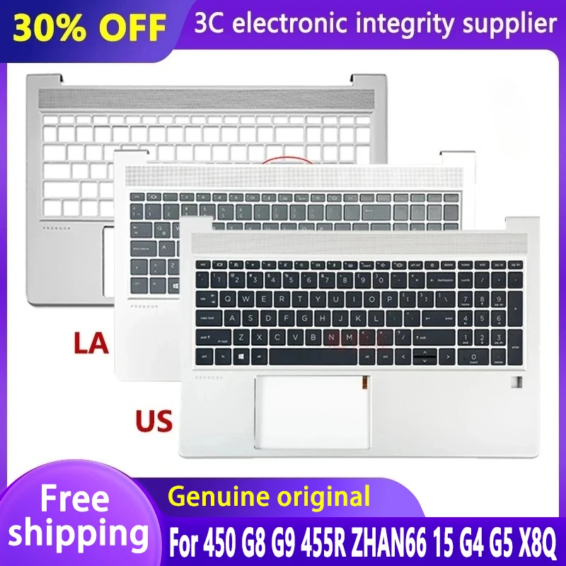 

Original New US LA Latin Backlit Keyboard for Probook 450 G8 G9 455R ZHAN66 15 G4 G5 X8Q Laptop Case Palmrest Top Upper Cover
