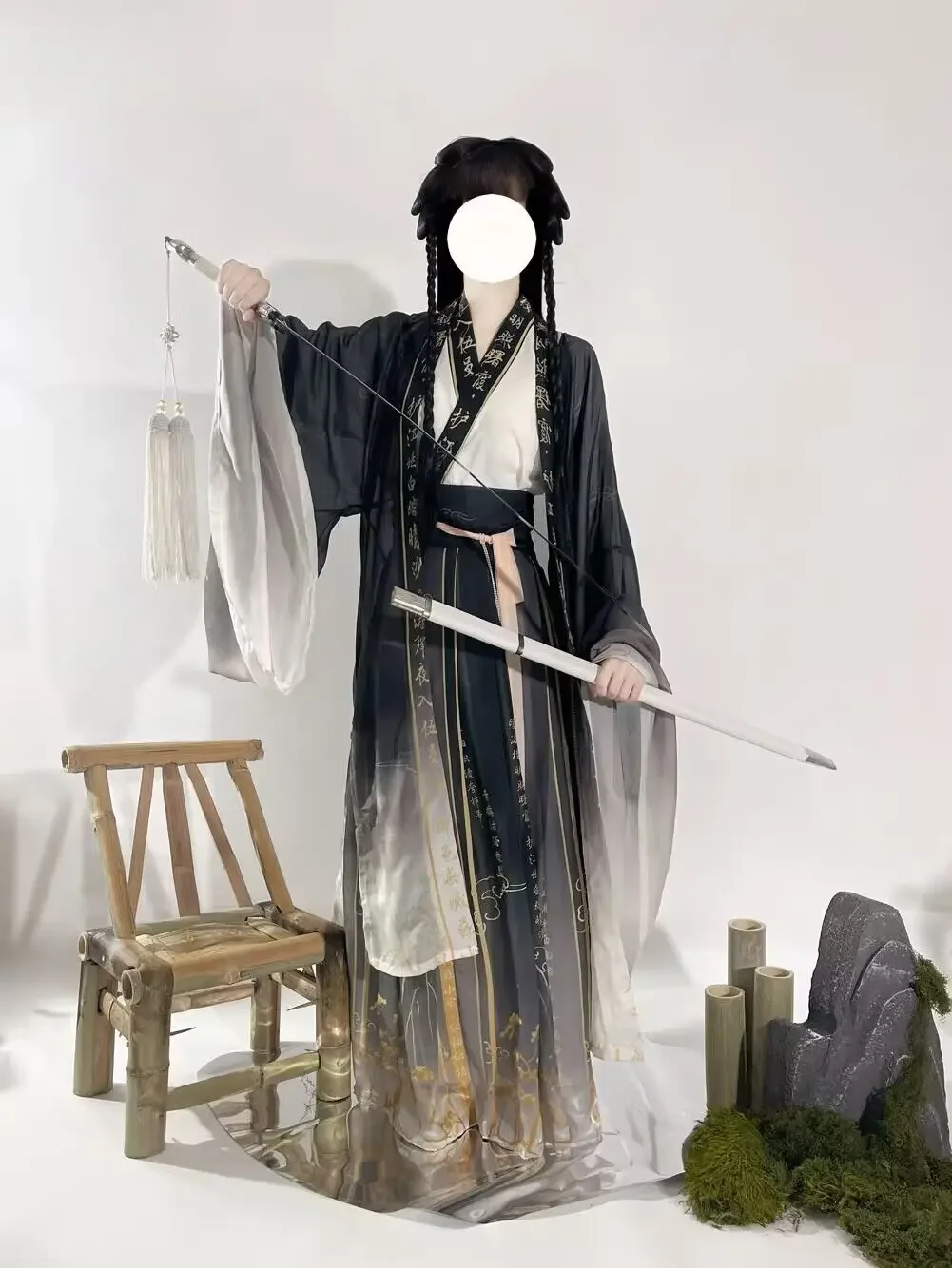 ملابس هانفو على الطراز الصيني الجديد لعام 2025 قميص وي جين بأكمام كبيرة مع ياقة متقاطعة وتنورة للأزواج زهر هانفو الساخن #6