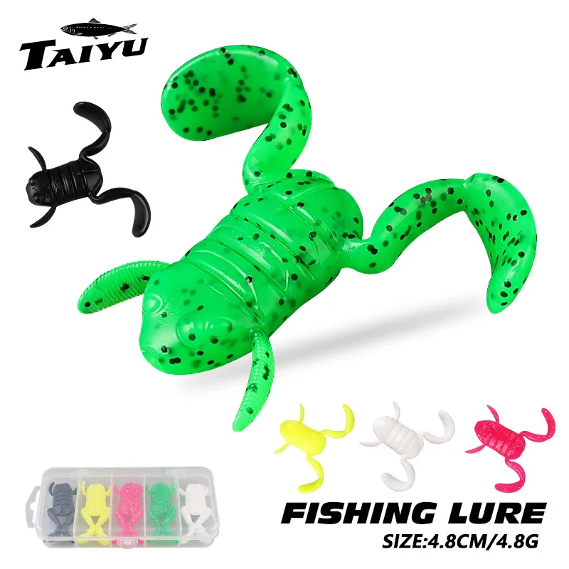 TAIYU 5pcs/set Frog Fishing Lures Kit 5g Kicking Water Jump Frog Topwater Soft Lure Saltwater Freshwater Fishing Tackle