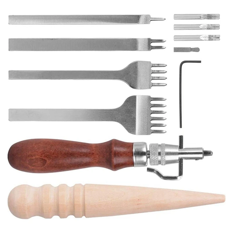 Leather Craft Tool Set Leather Edges Polisher Leather Groover For Hand Sewing Punching Leather Edges Polishing For Belts Durable