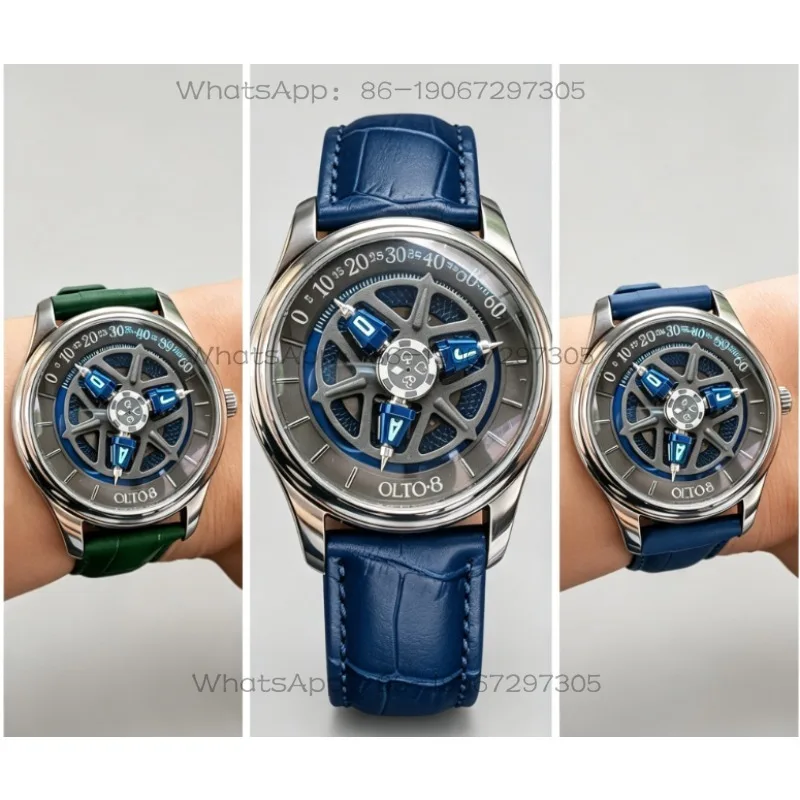 Men Automatic Mechanical Watch Unique Star Wheel Dial Wristwatch Gift Box