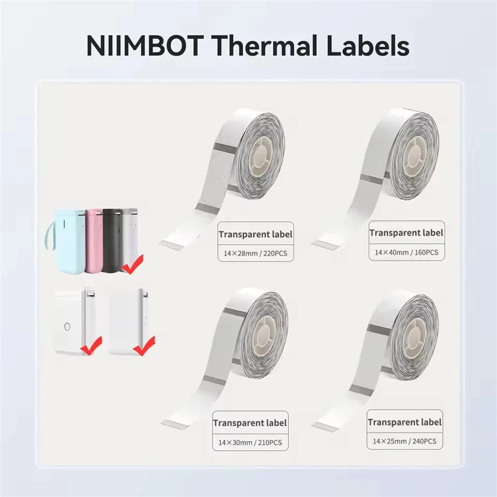 1 roll of original 12 * 22mm-250pcs transparent label paper from Niimbot, suitable for Niimbot D110 D101 H1S label machine