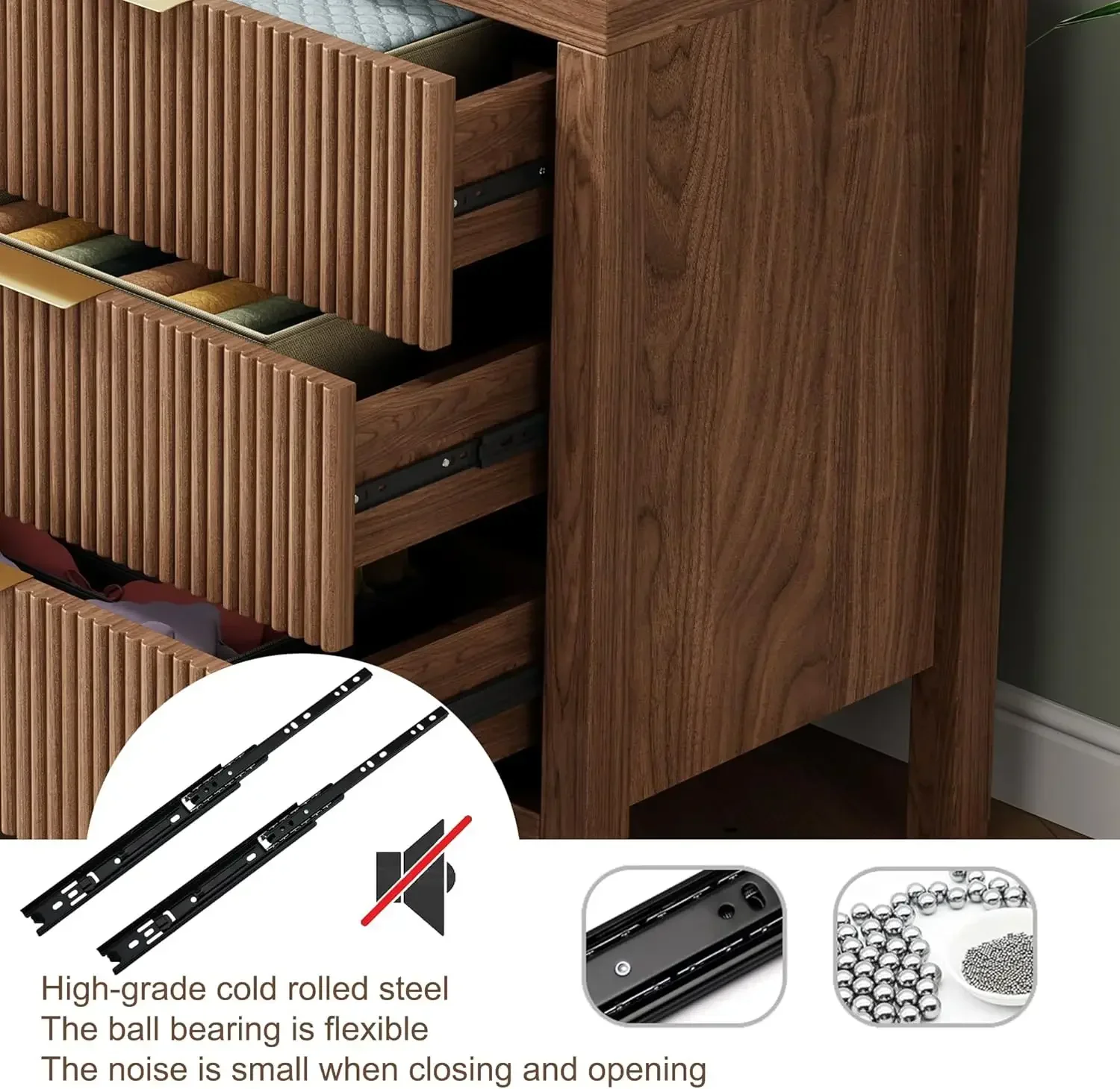 【期間限定セール！】 溝付きナイトスタンド2個セット、木製ファームハウスナイトスタンド、6つの引き出し付きベッドサイドテーブル